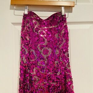 Faviana Fuchsia Sequin Dress with Silver Accents